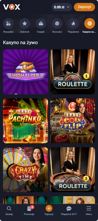 Vox Casino Kasyno na żywo